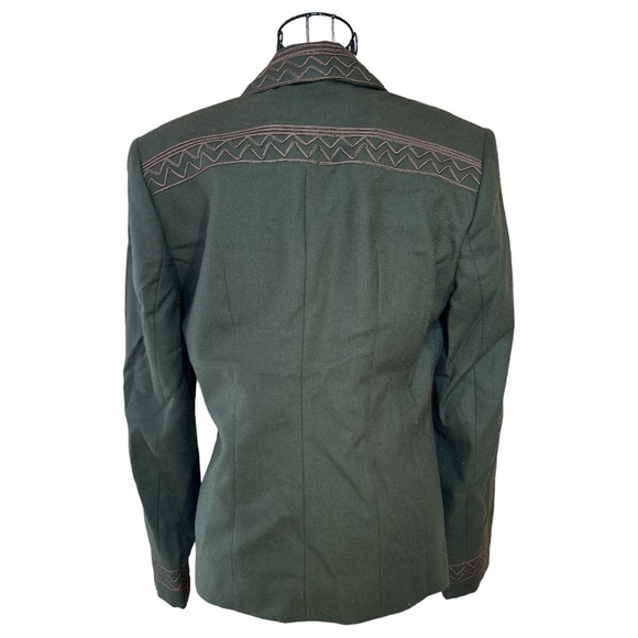 Vintage Stephanie K. Anais Embroidered Lined Wool Blazer Jacket Green Size 38 - Picture 5 of 16